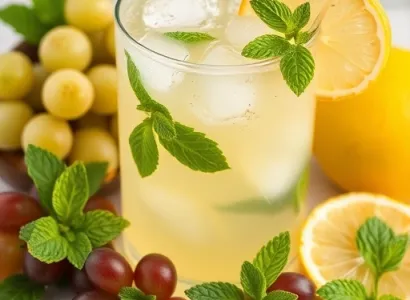Boisson rafraîchissante aux feuilles de menthe et raisin