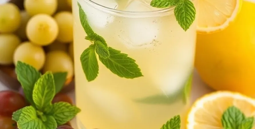 Boisson rafraîchissante aux feuilles de menthe et raisin
