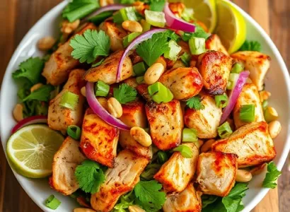 Salade chaude de poulet au style thaï
