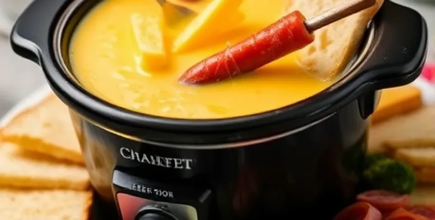 Fondue de cheddar au crock-pot