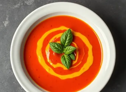 Potage de poivrons rouges à la crème d'orange