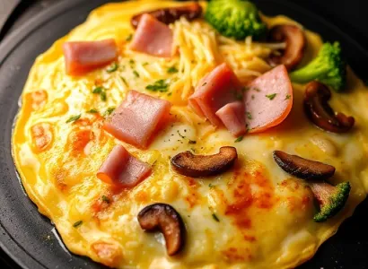 Omelette au jambon et fromage