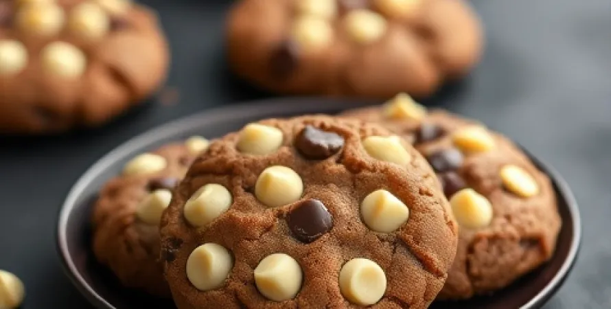 Biscuits au cacao et chocolat blanc