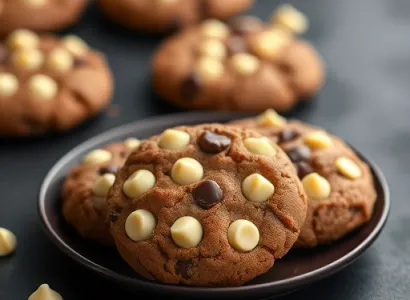 Biscuits au cacao et chocolat blanc