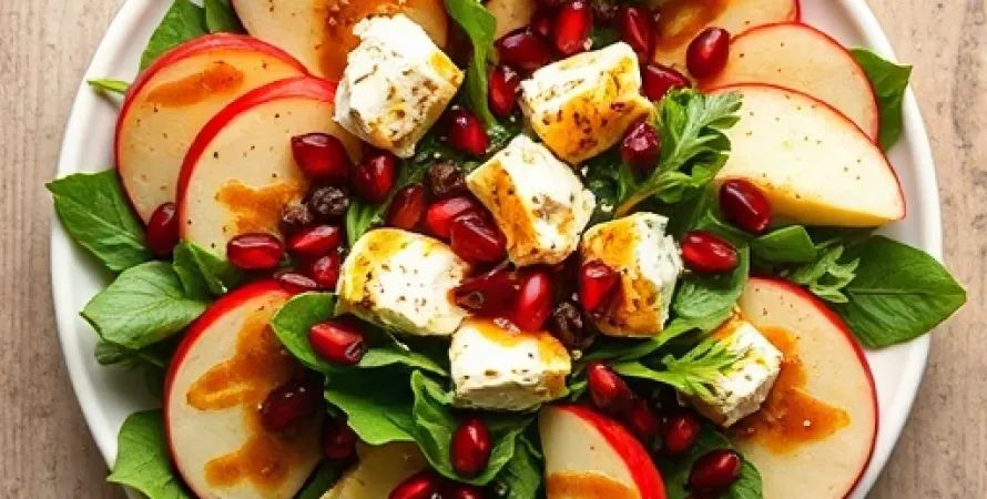 Salade d'automne aux pommes et granat