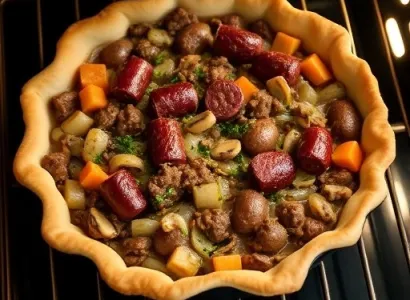 Tourte de boeuf et saucisse