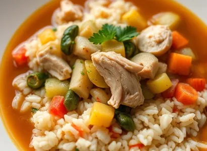 Potage de dinde hachée et riz
