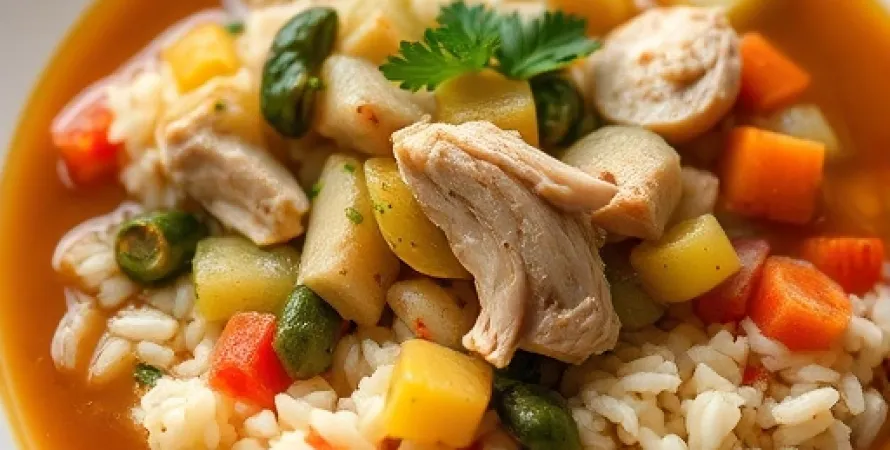 Potage de dinde hachée et riz