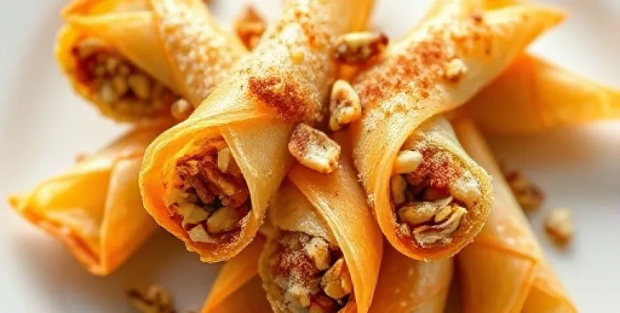 Flutes de phyllo aux noix et tahini