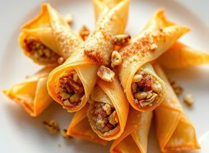 Flutes de phyllo aux noix et tahini