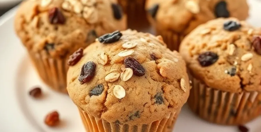 Muffins au son d'avoine et raisins