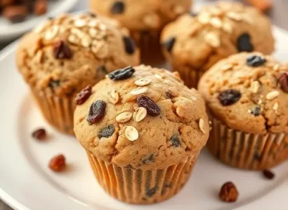 Muffins au son d'avoine et raisins
