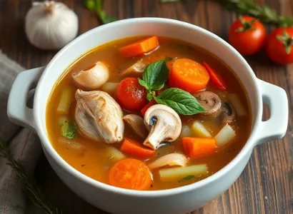 Potage de poulet et légumes