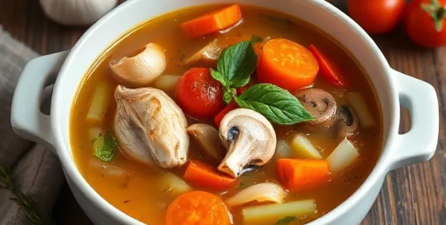 Potage de poulet et légumes