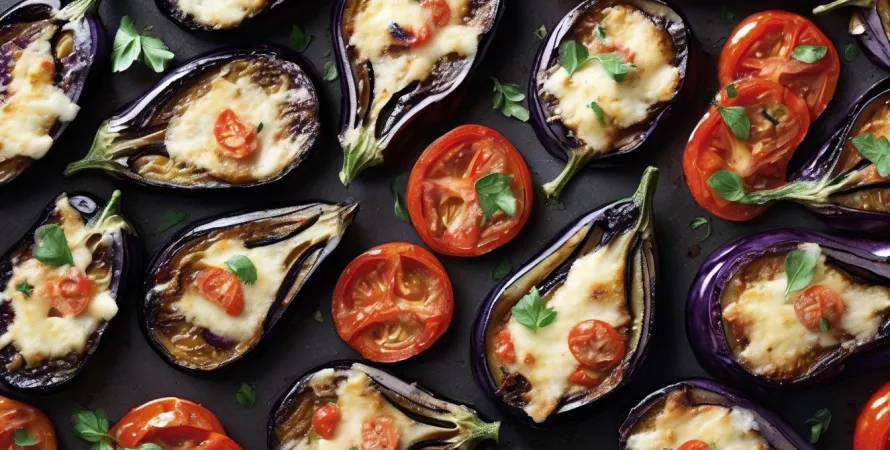 Aubergines grillées au parmesan et tomates