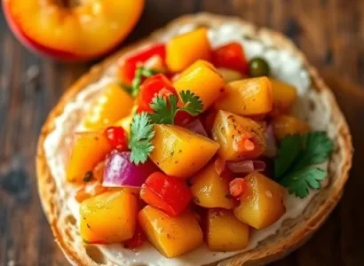 Salsa de pêches avec brie et pain français