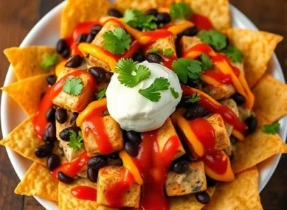 Nachos au tofu et haricots noirs