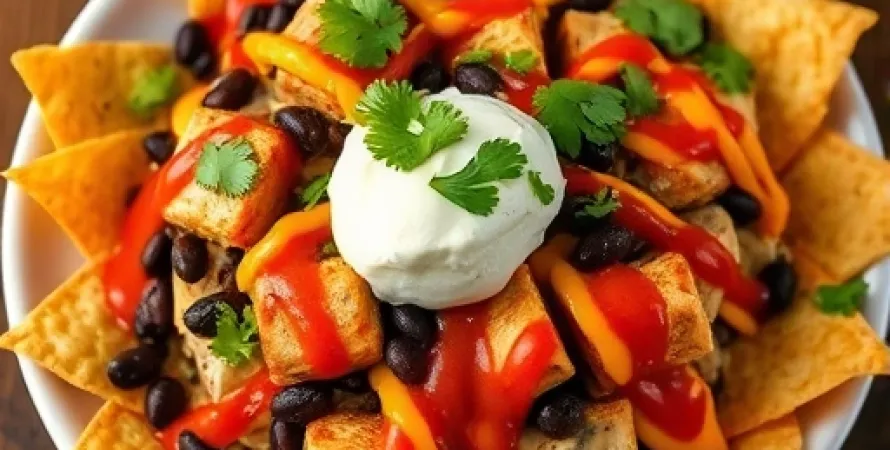Nachos au tofu et haricots noirs