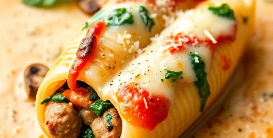 Coquilles italiennes à la saucisse et épinards