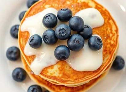 Petits pancakes aux bleuets et buttermilk