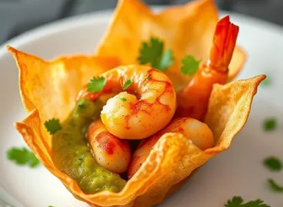 Crevettes au cajun dans des coupelles de wonton