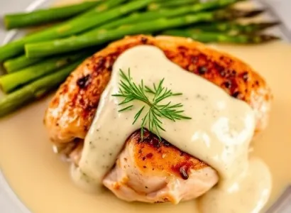 Poulet aux asperges et sauce hollandaise