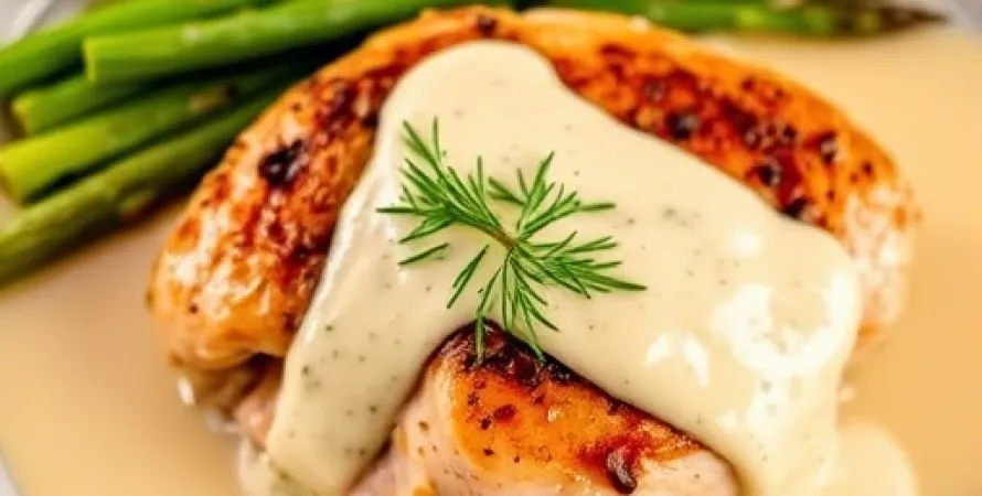 Poulet aux asperges et sauce hollandaise