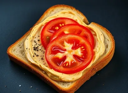Tartine au beurre de cacahuètes et tomates