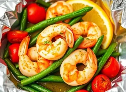 Poche de crevettes et haricots