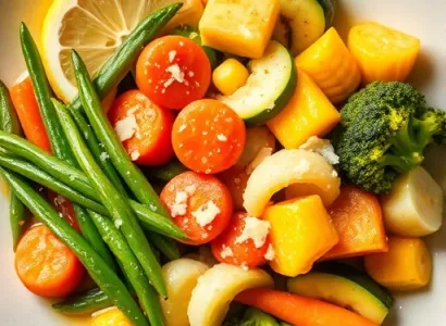 Assiette de légumes vapeurs au citron