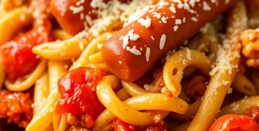Bake de pâtes avec hot dogs