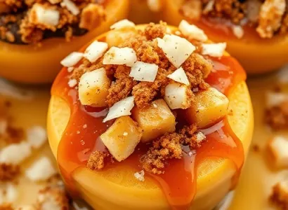 Pommes au caramel et noix de coco