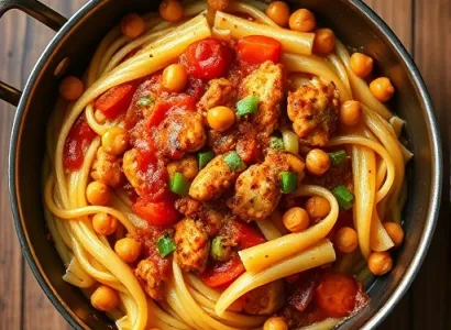 Pâtes de poulet aux pois chiches