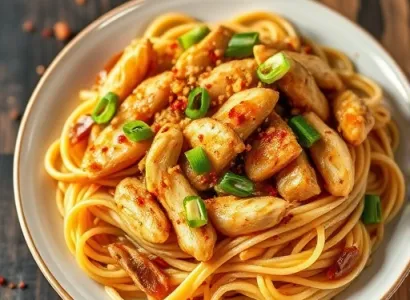 Pâtes au poulet et sauce aigre-douce
