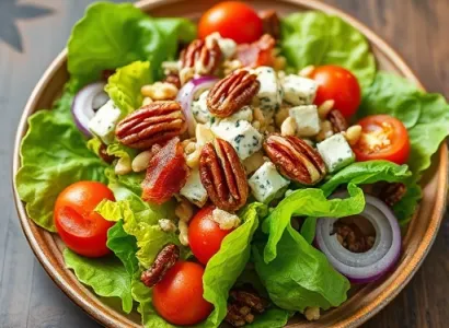 Salade de laitue verte avec bacon et fromage bleu