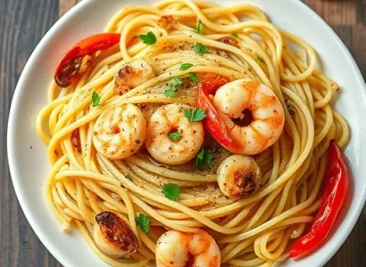 Linguine aux artichauts et crevettes
