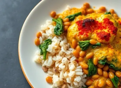 Gratin d'épinards et lentilles au curry