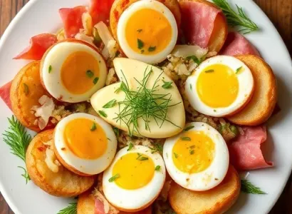 Pâtes aux œufs avec jambon