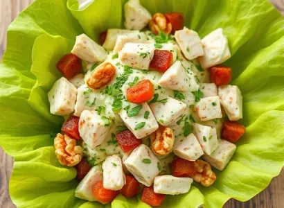 Salade de poulet au taragon et noix