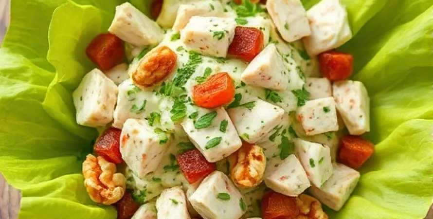Salade de poulet au taragon et noix