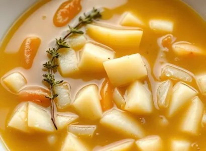 Soupe de chou aux pommes et thym