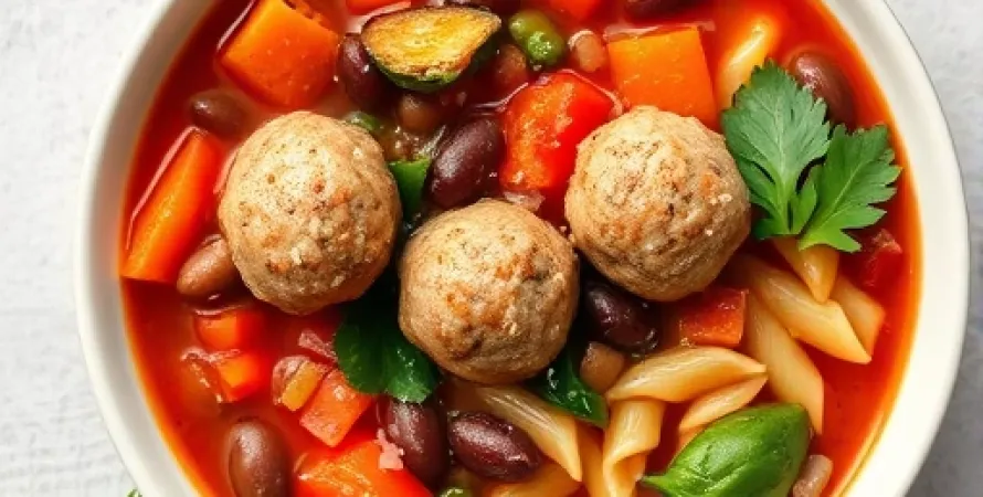 Minestrone aux boulettes de viande