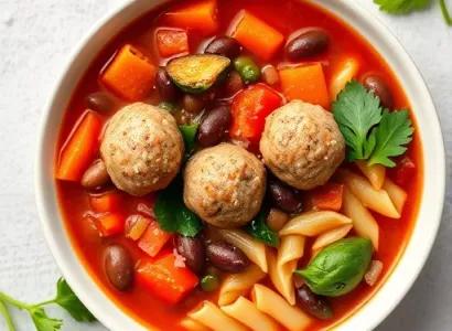 Minestrone aux boulettes de viande