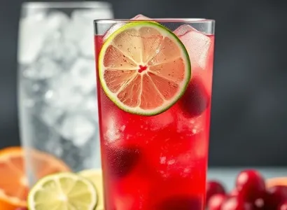 Boisson fraîche au cranberry et citron vert