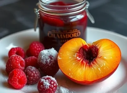 Confiture de pêche aux framboises