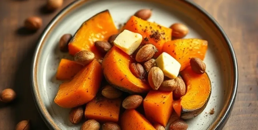 Courge au four aux pignons de pin