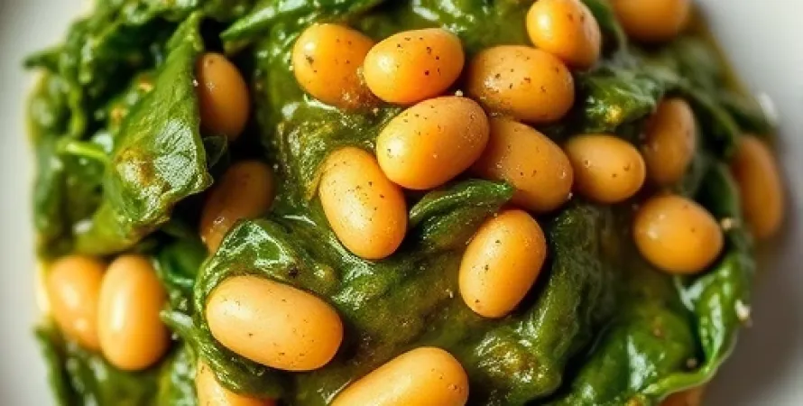 Epinards au curry avec haricots