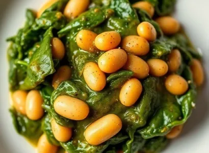 Epinards au curry avec haricots