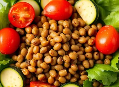 Salade de lentilles, courgette et tomate