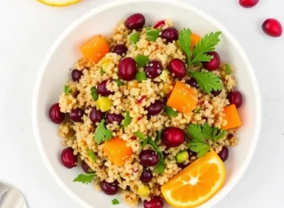 Salade de quinoa aux cranberries et aux oranges